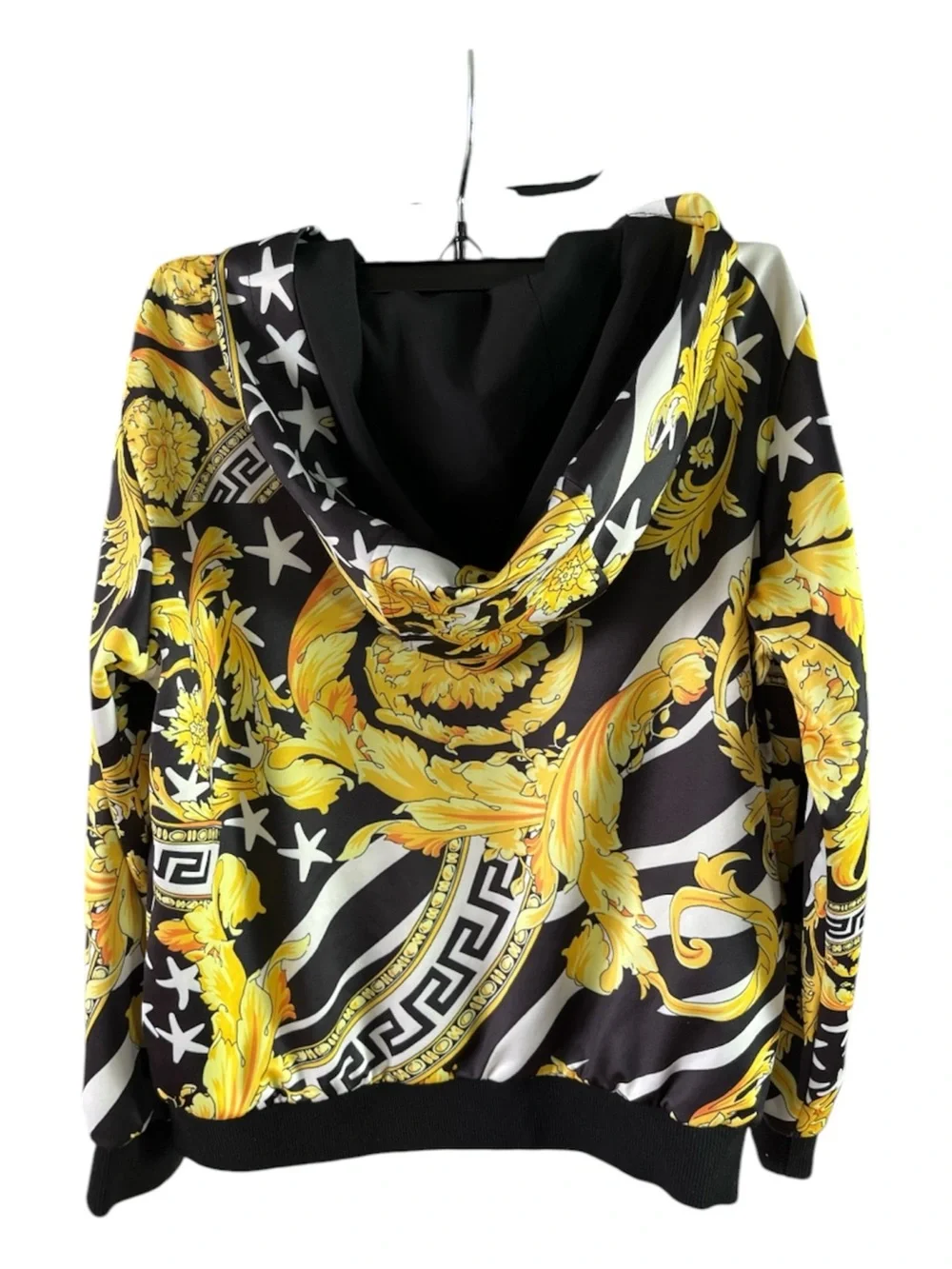 NWOT VERSACE Kids Boys Black Gold Baroque Star Full-Zip Hoodie Jacket S14 / 160